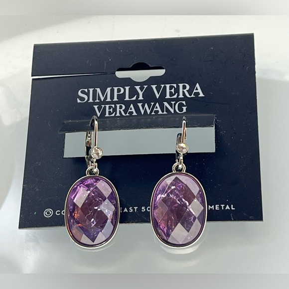 Simply Vera Vera Wang Jewelry - SIMPLY VERA WANG Silver Tone Simulated Purple Stone Leverback Drop Earrings  NWT